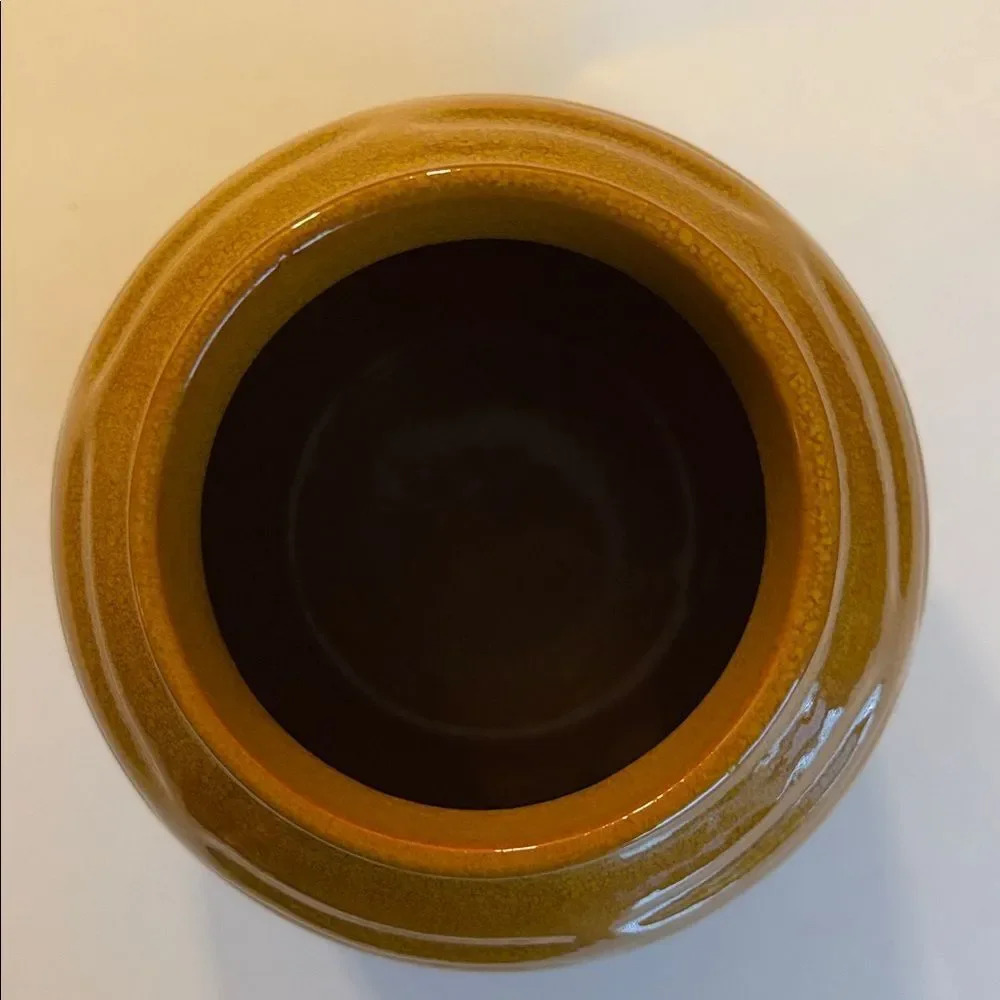 Crate and Barrel Mara Orange Vase Glazed Terra Cotta